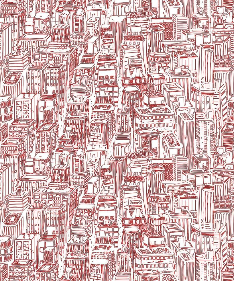 dibujado a mano de patrones sin fisuras con la gran ciudad de nueva york vector
