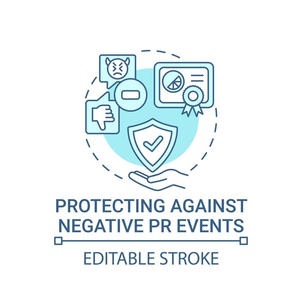 Protecting against negative PR events concept icon. Strong brand abstract idea thin line illustration. Creating response plan. Crisis management. Vector isolated outline color drawing. Editable stroke