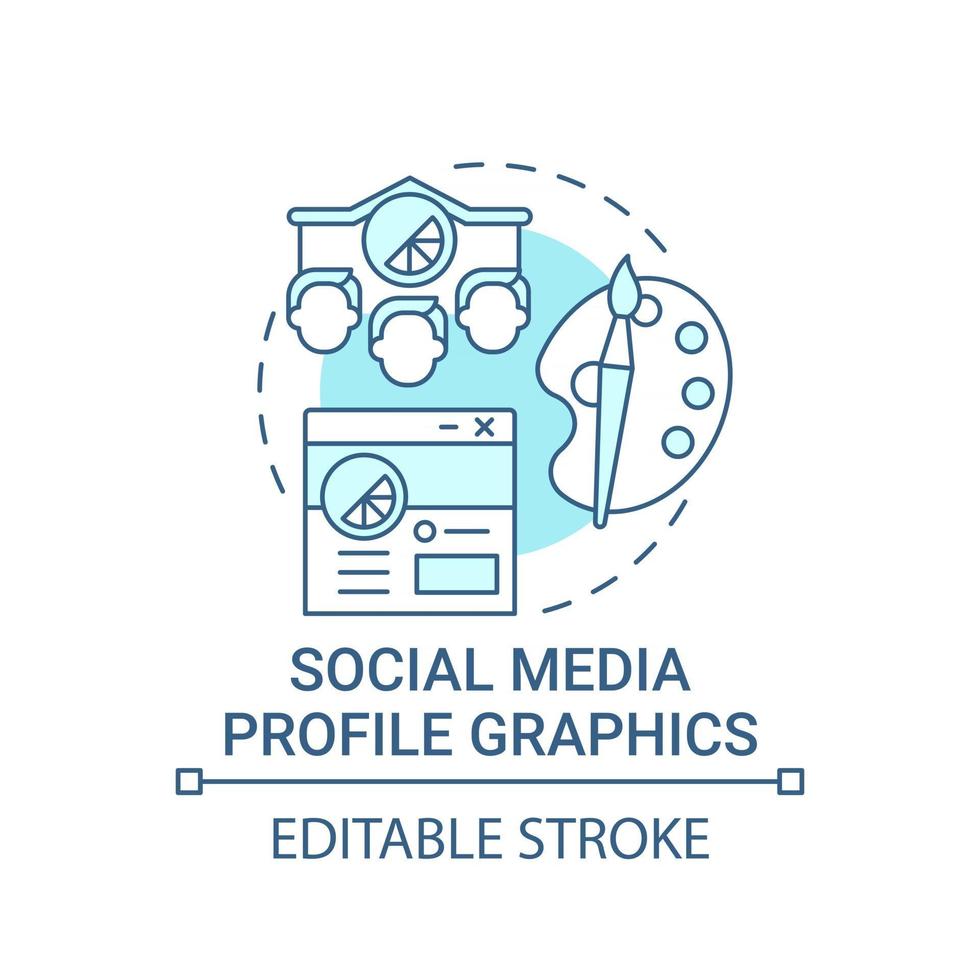 Social media profile graphics concept icon. Business branding service abstract idea thin line illustration. Revamping online presence. Vector isolated outline color drawing. Editable stroke