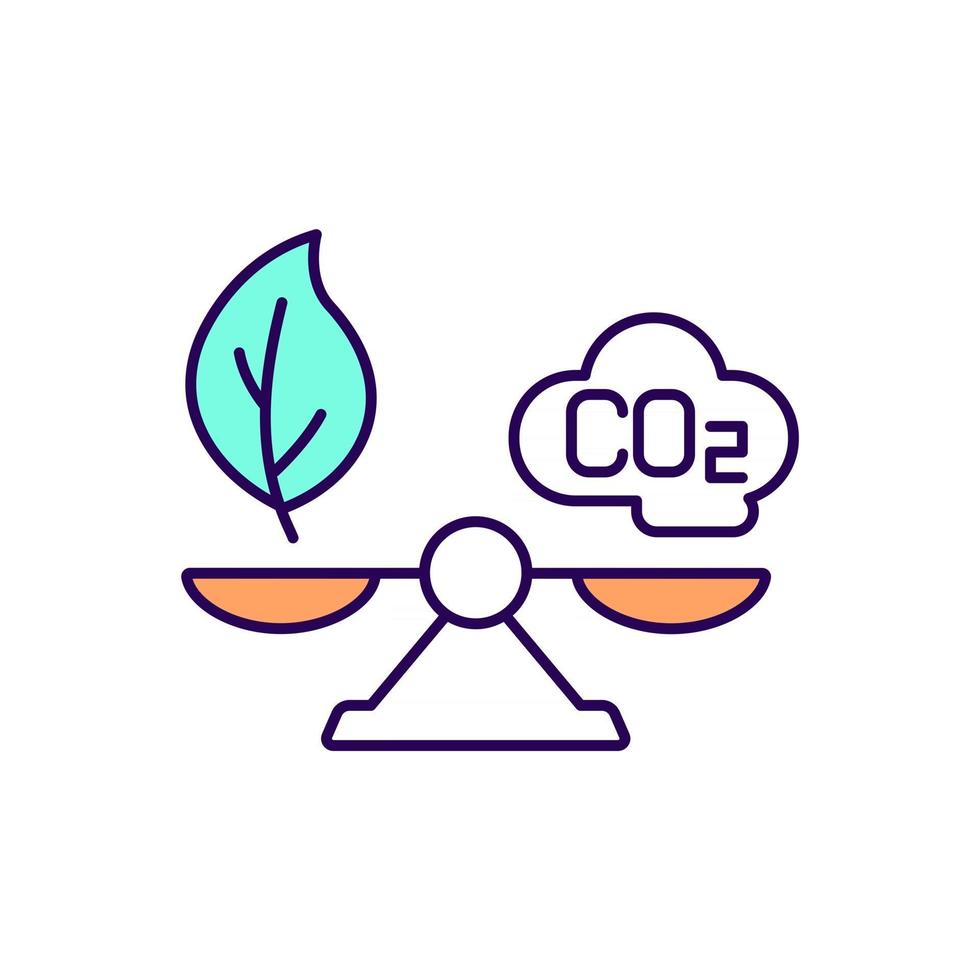 Stabilizing atmospheric carbon dioxide RGB color icon. Neutralizing carbon emissions. Isolated vector illustration. Neutral production output. Preventing climate changes simple filled line drawing