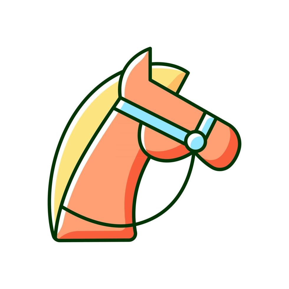 icono de color rgb de equitación. deporte ecuestre. estirar los músculos. cuidado de caballos, doma. ilustración vectorial aislada. promoción de circulación saludable simple dibujo de líneas llenas vector