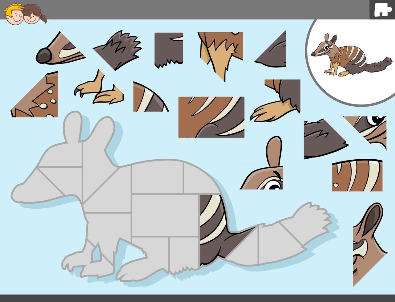 jigsaw puzzle game with numbat animal character vector