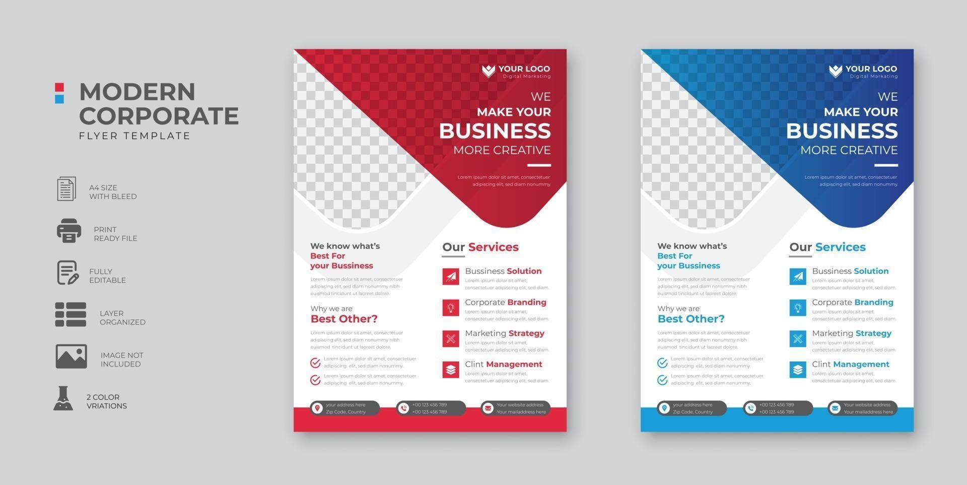 Corporate business digital marketing agency flyer design and brochure cover template vector