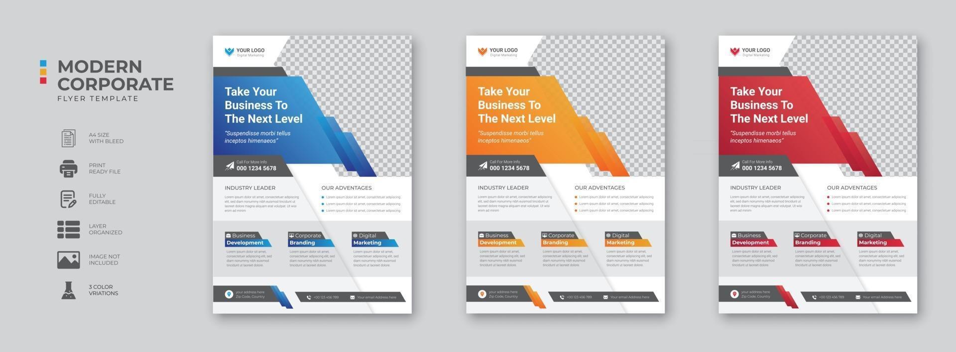 Corporate business flyer template with gradient color vector