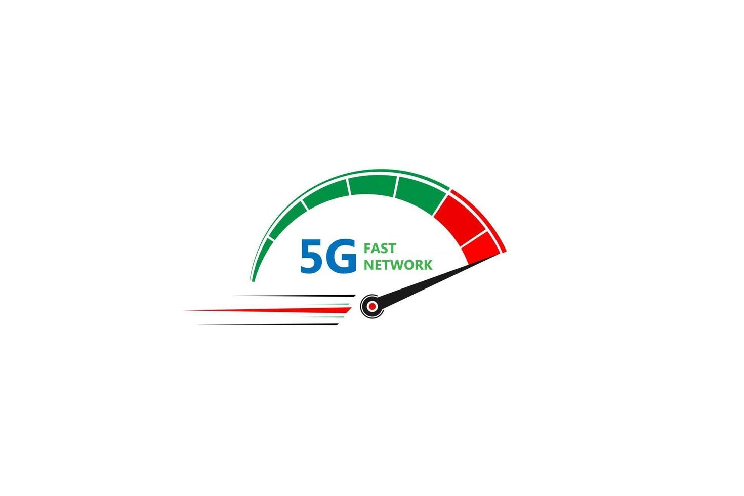 Ilustración de tecnología de velocidad de red de logotipo 5g en fondo blanco aislado, concepto de internet inalámbrico de telecomunicaciones de banda ancha vector