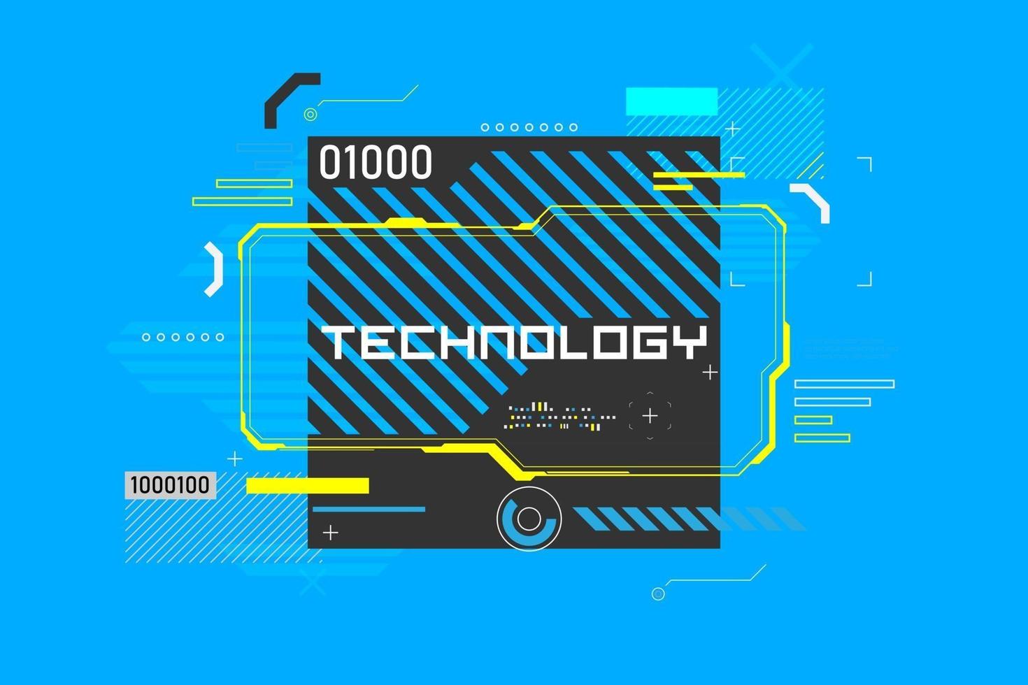 Modern technology colorful background. Abstract high tech banner with place for text. Digital screen with HUD elements. vector