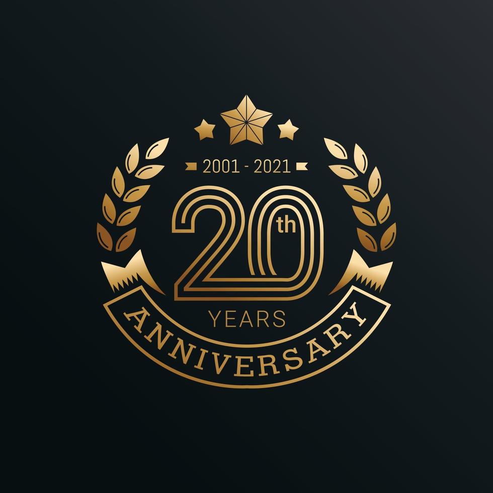 Anniversary emblems template design with gold number style vector
