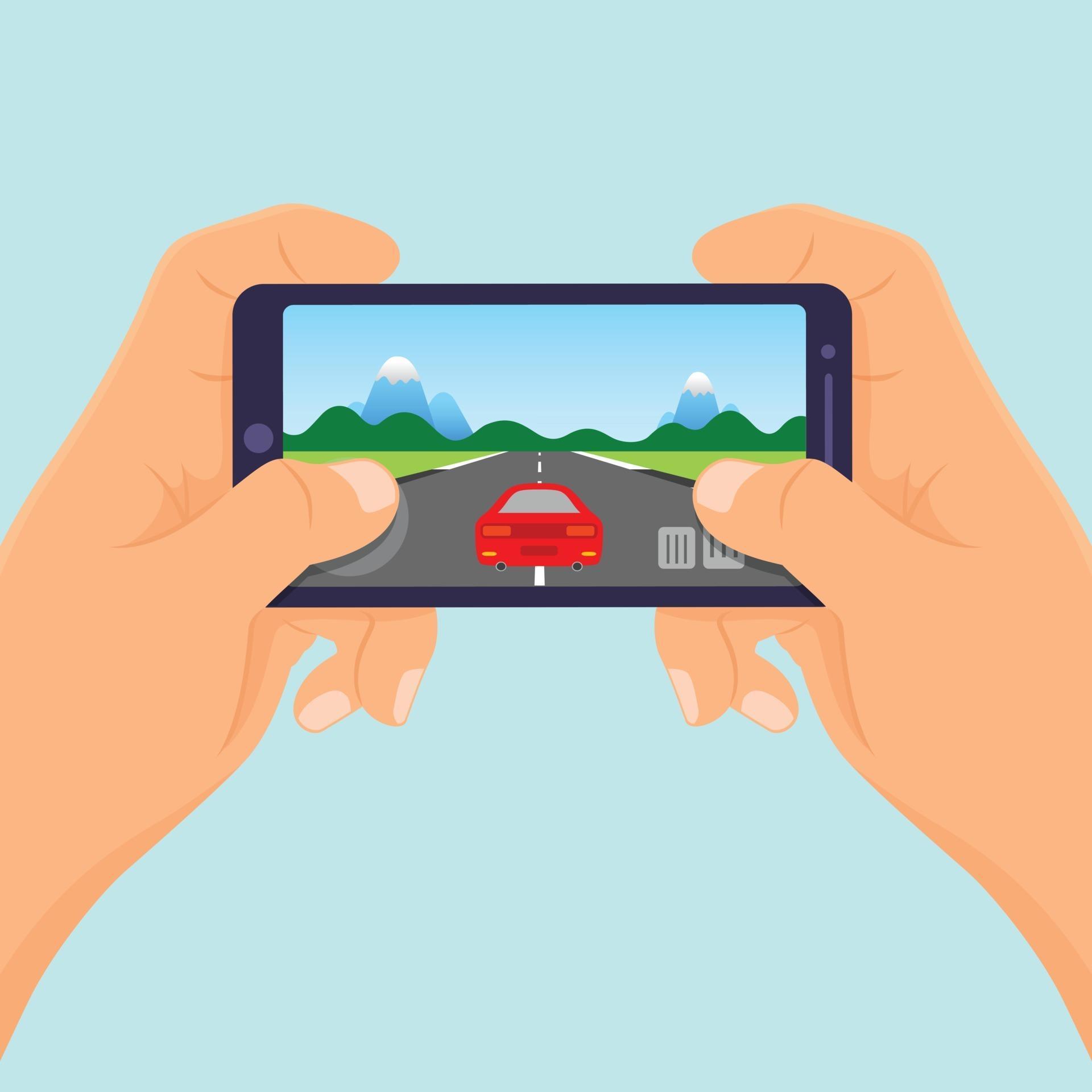 Hands hold smartphone playing games vector illustration 2767284 Vector