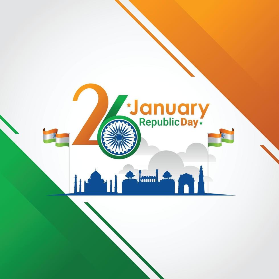 Ilustración de vector de día de la república india 26 de enero