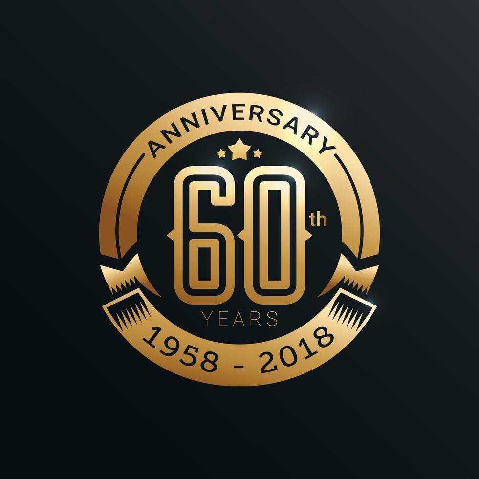 Anniversary emblems template design with gold number style vector
