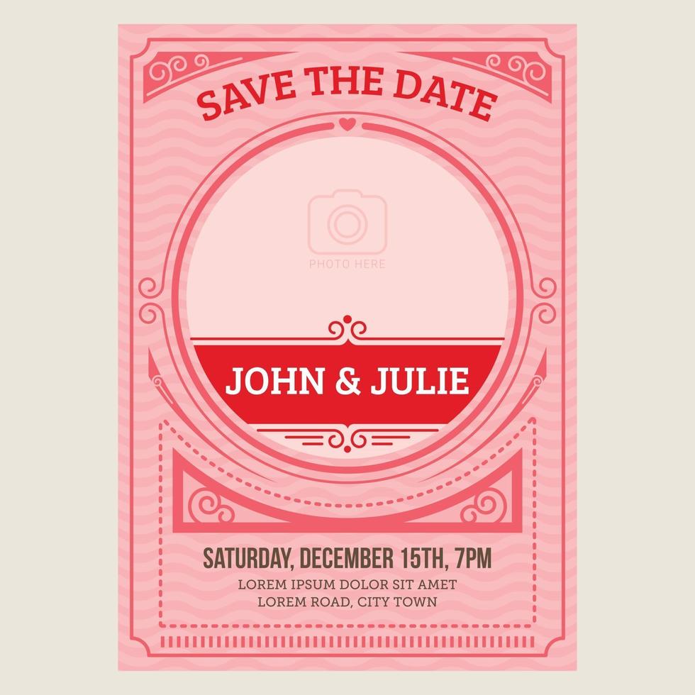 Wedding invitation card with vintage art deco style vector