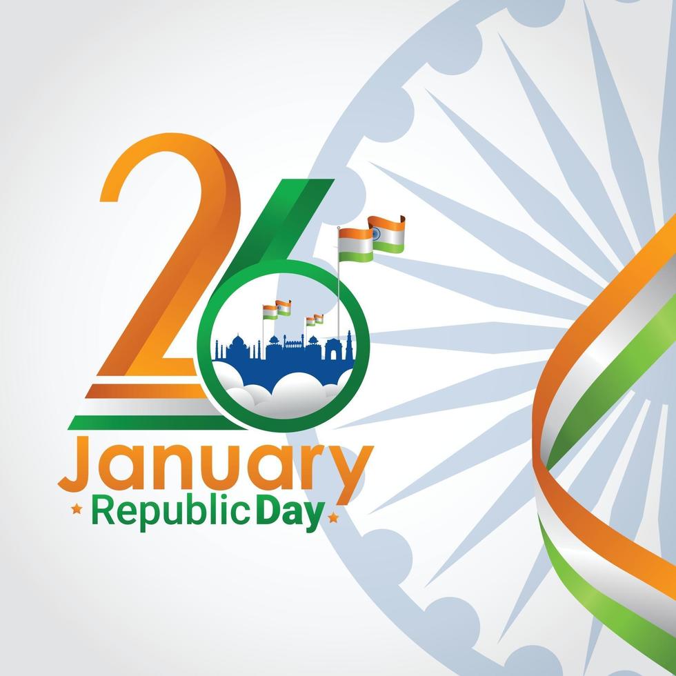 Ilustración de vector de día de la república india 26 de enero