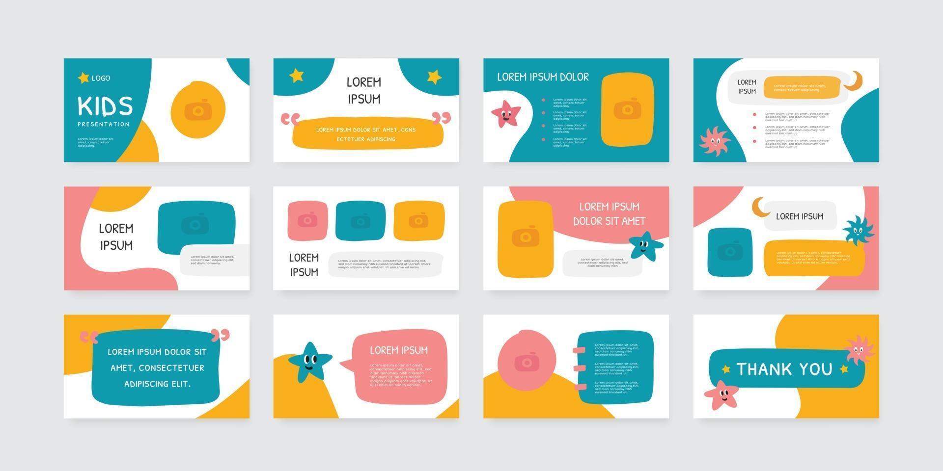 playful kids theme presentation slides design template vector