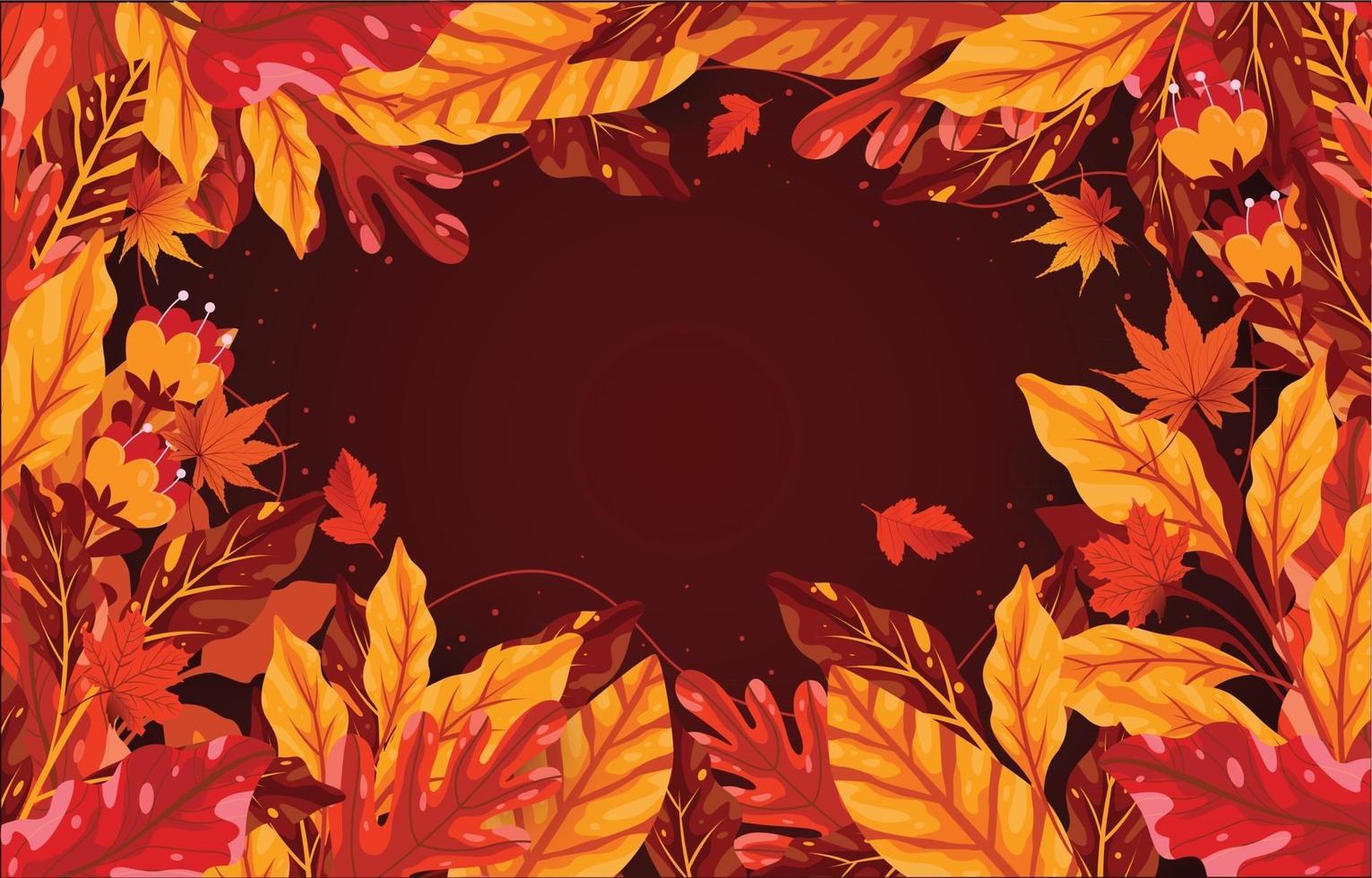 Shiny Autumn Foliage Border Background vector