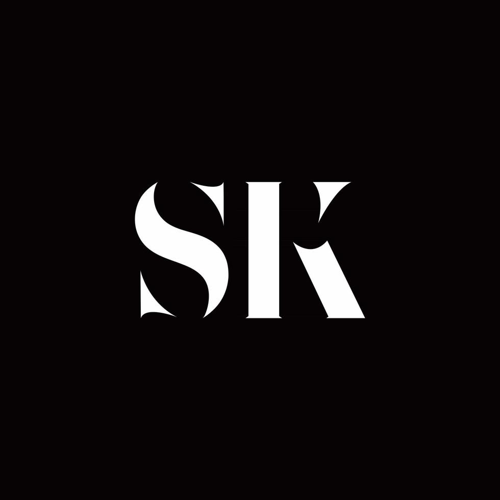SK Logo Letter Initial Logo Designs Template vector