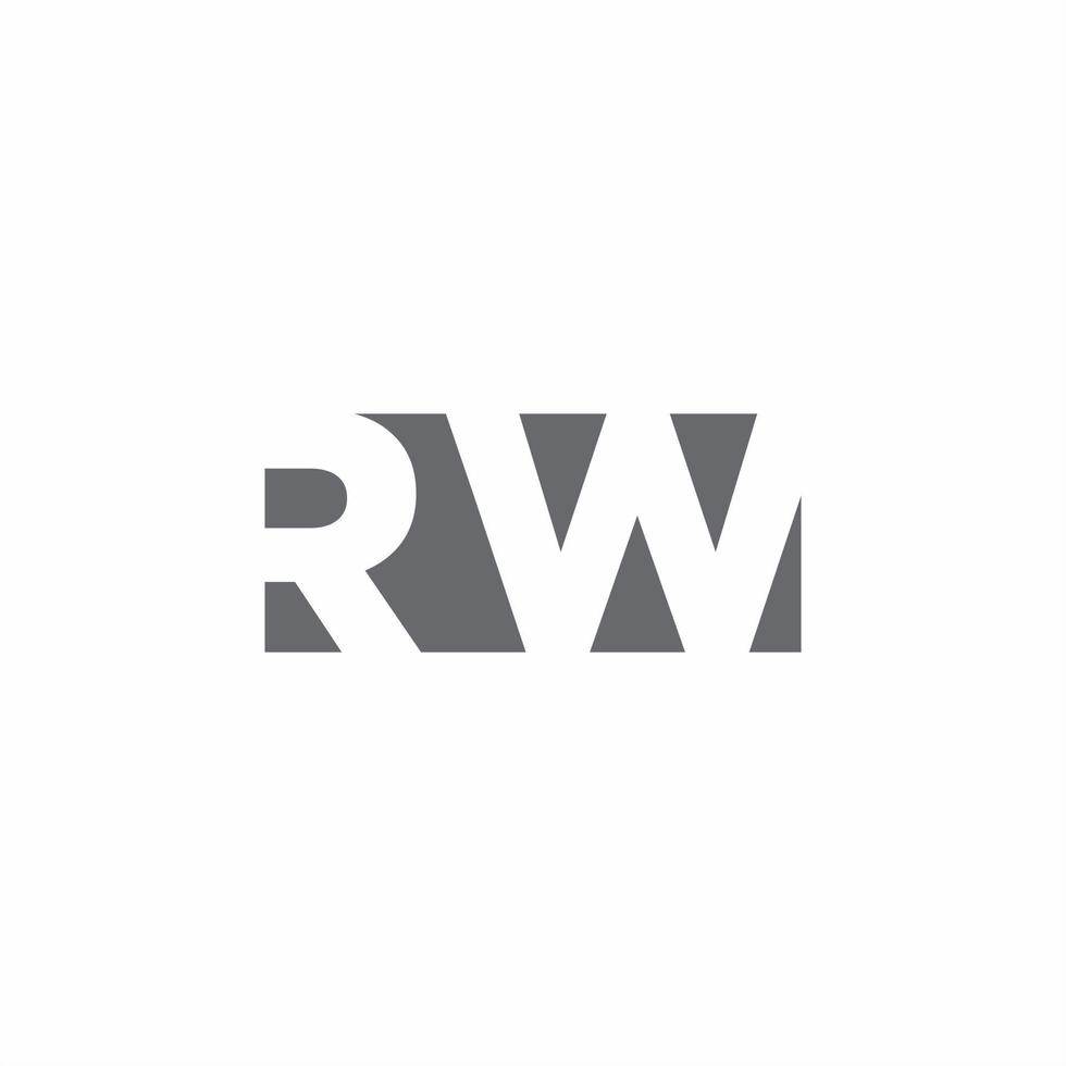 Monograma de logotipo rw con plantilla de diseño de estilo de espacio negativo vector