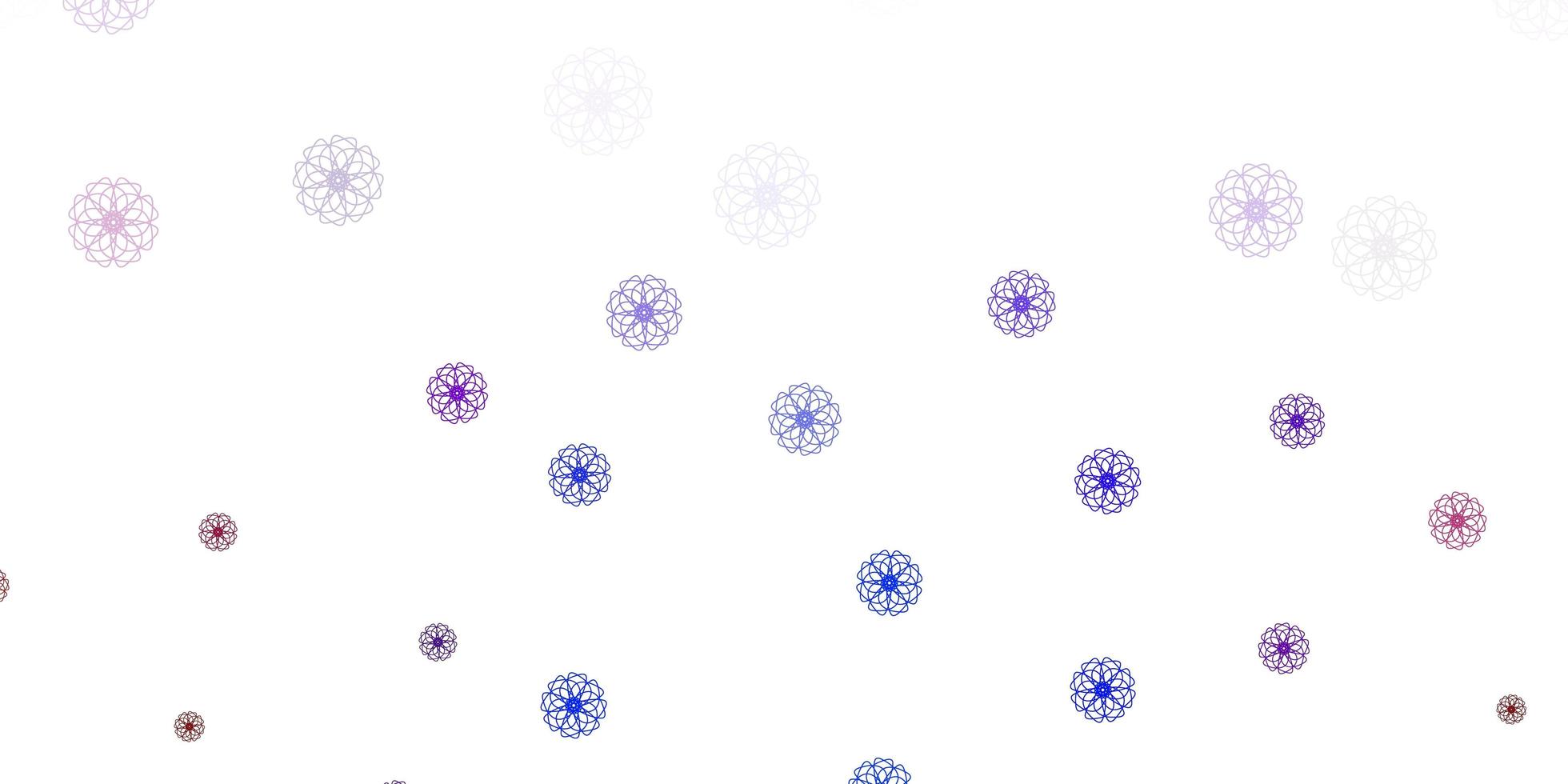 Light blue, red vector doodle texture with flowers.