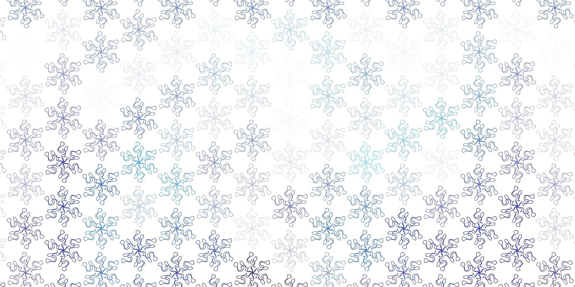 Light blue vector doodle texture with flowers.