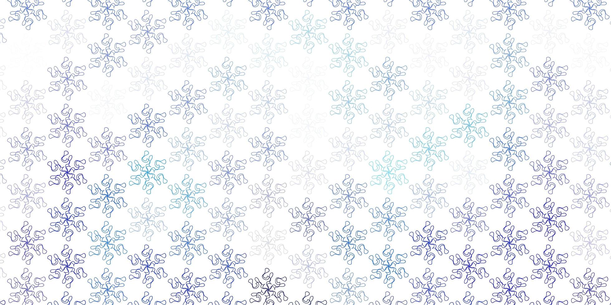 textura de doodle de vector azul claro con flores.