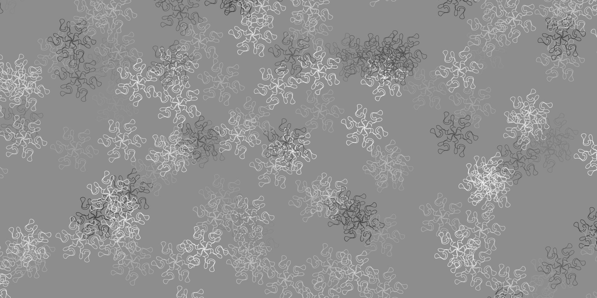 Light gray vector doodle template with flowers.