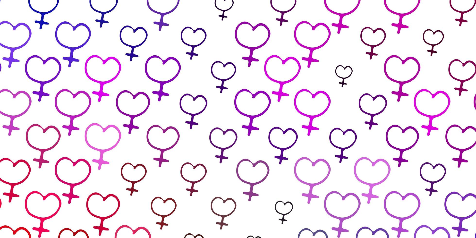 textura de vector multicolor claro con símbolos de derechos de las mujeres.