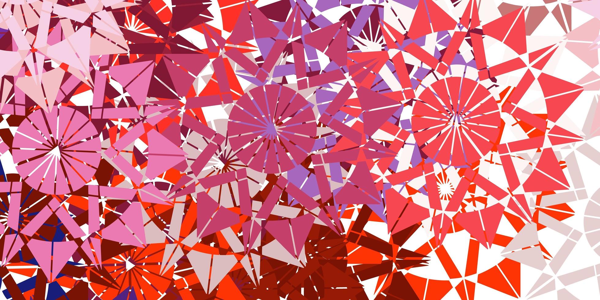 Light pink, red vector beautiful snowflakes backdrop with flowers.