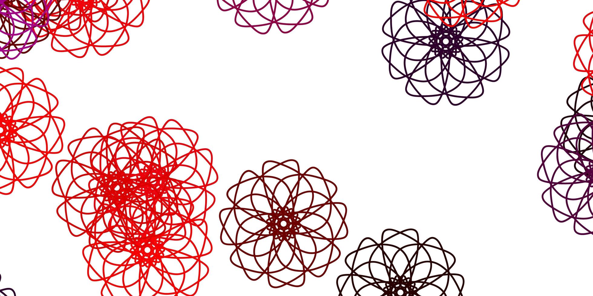 plantilla de doodle de vector rosa claro, rojo con flores.