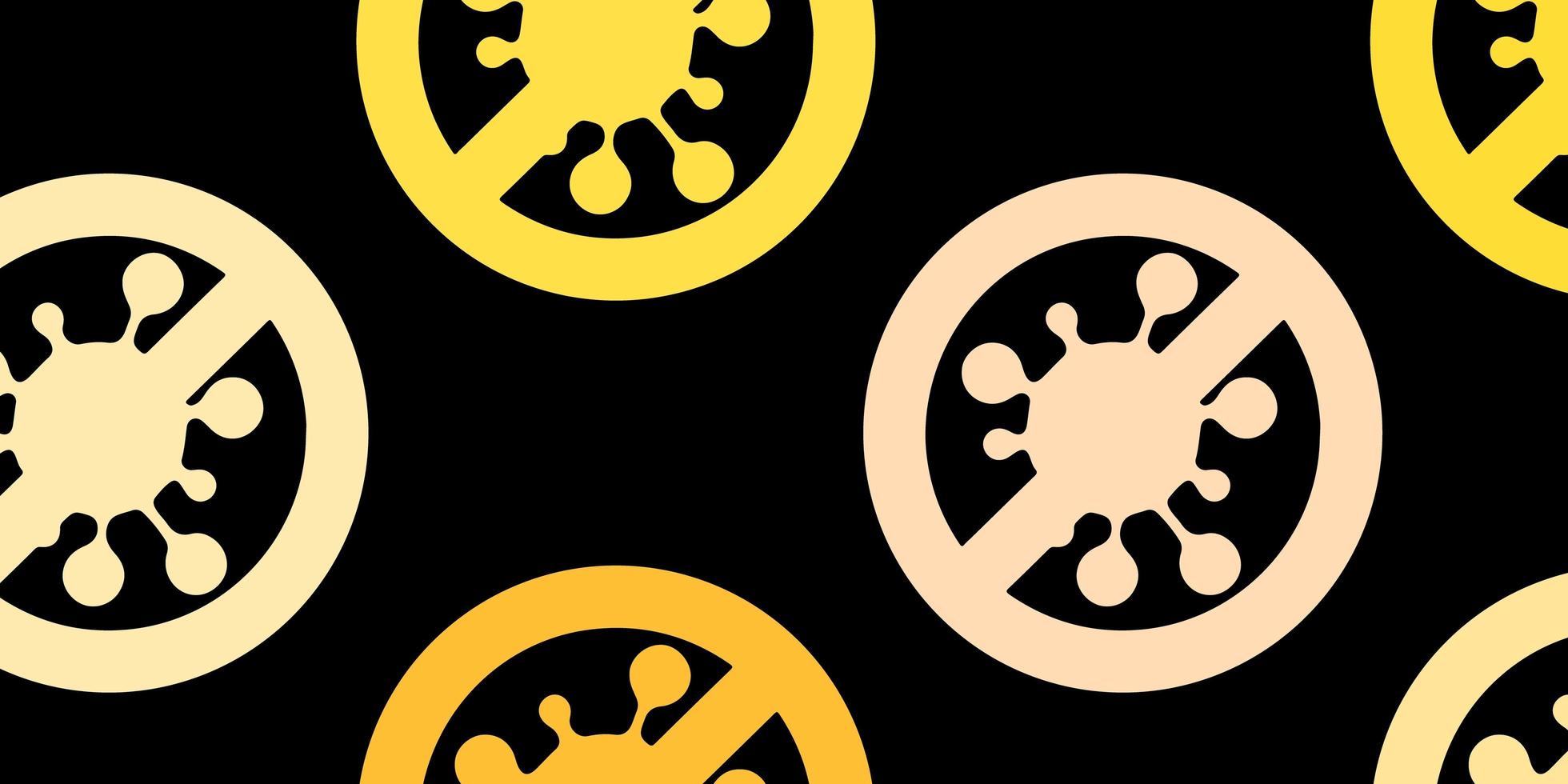 Dark Orange vector background with covid-19 symbols.
