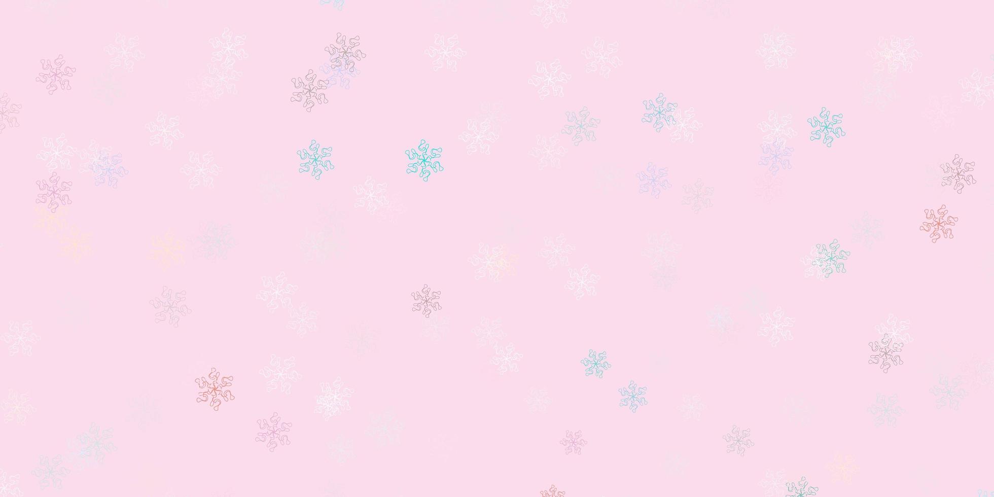 Light green, red vector doodle pattern with flowers.