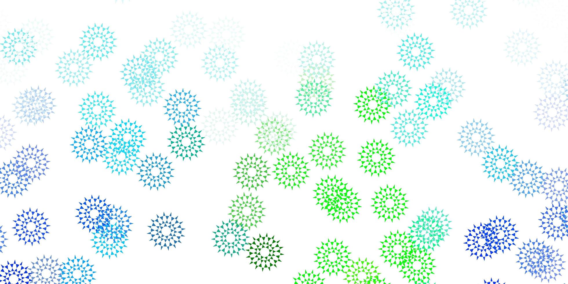 Light blue, green vector doodle texture with flowers.