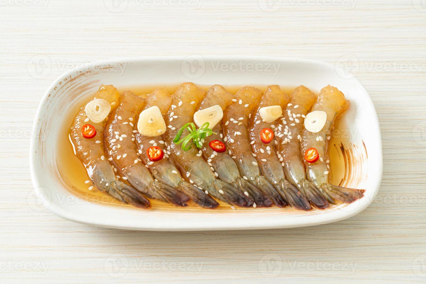 Korean Style Pickled Prawns or  Korean Soy Sauce Pickled Shrimp photo