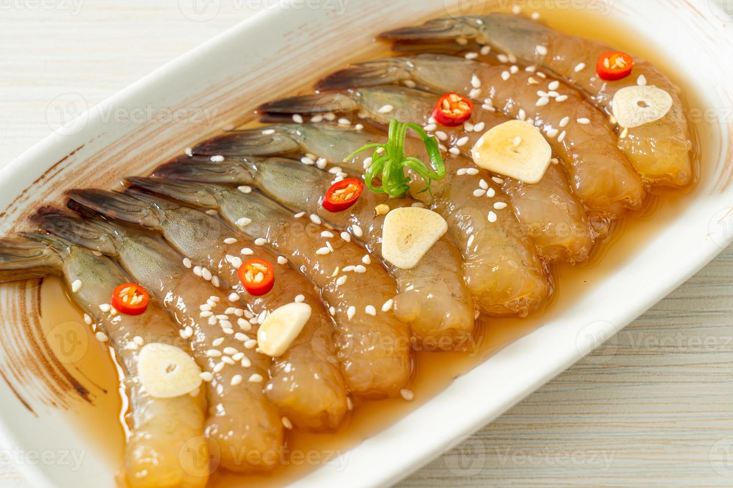 Korean Style Pickled Prawns or  Korean Soy Sauce Pickled Shrimp photo