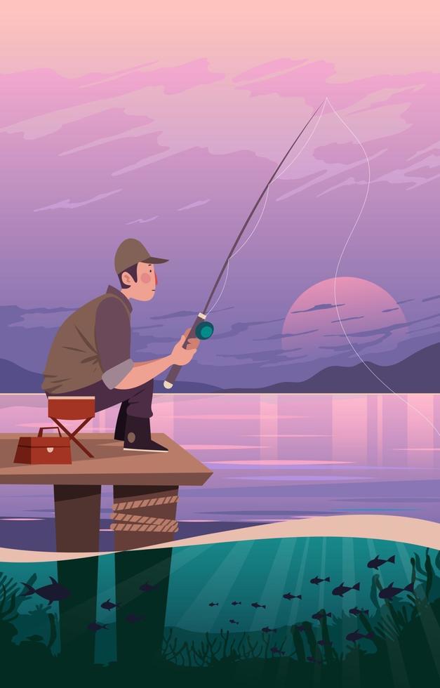 recreación de verano de pesca vector