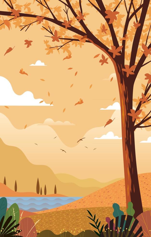 Landscape in Autumn Concept vector