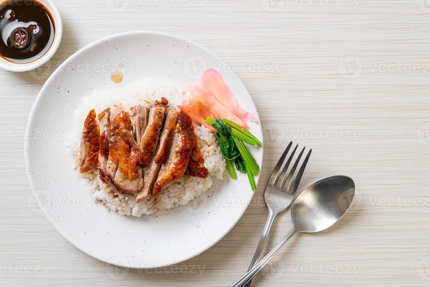 Roasted duck on rice photo