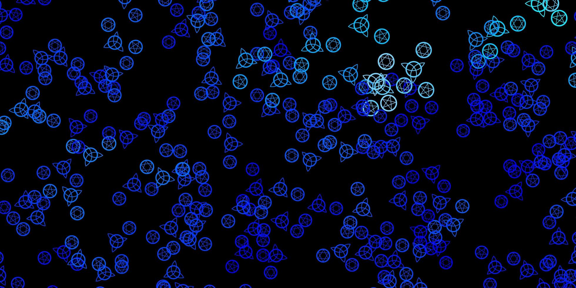 Dark BLUE vector template with esoteric signs.