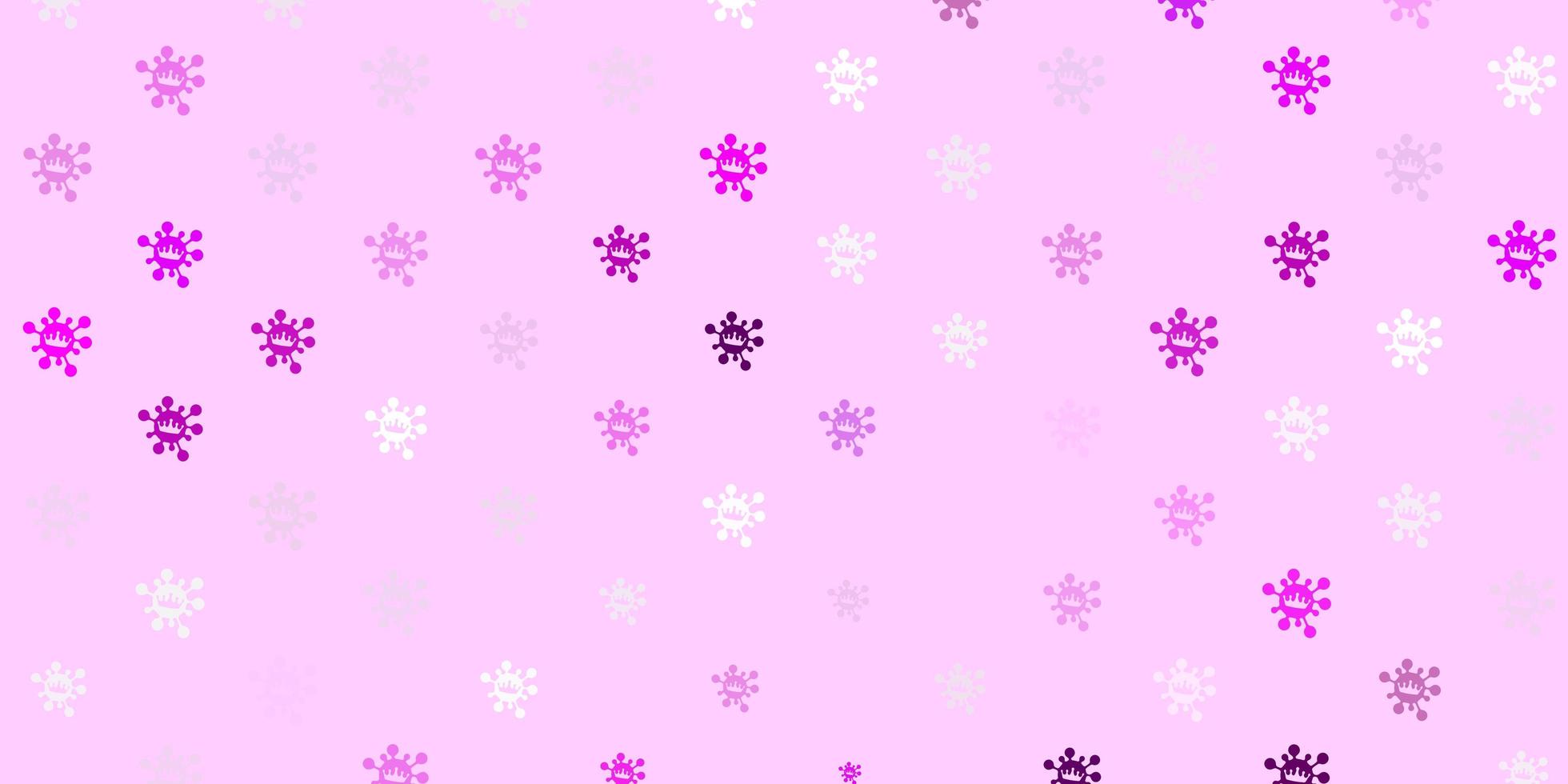 Light purple, pink vector background with covid-19 symbols.