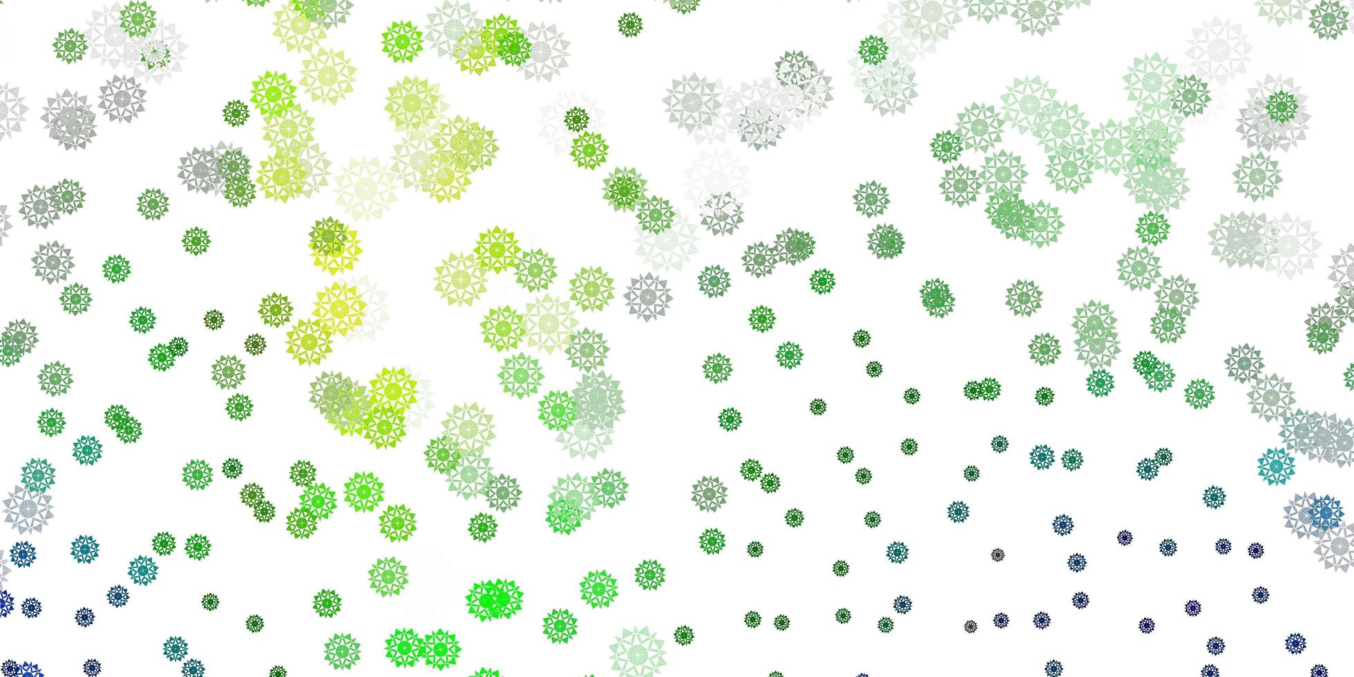 Light blue, green vector template with ice snowflakes.