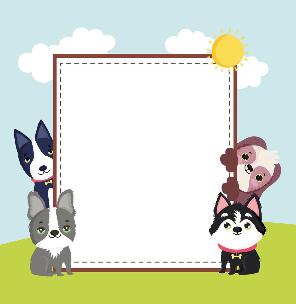 cute pets banner vector