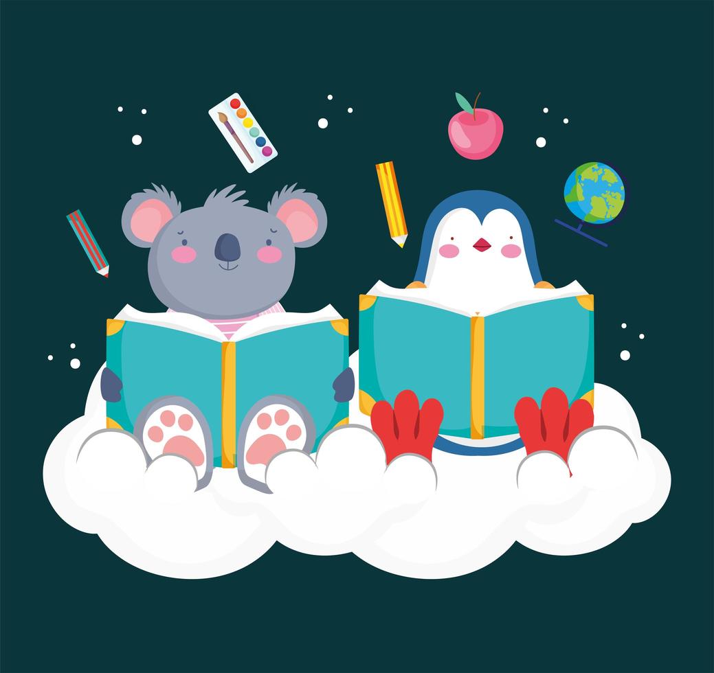 lectura de pingüinos y koalas vector