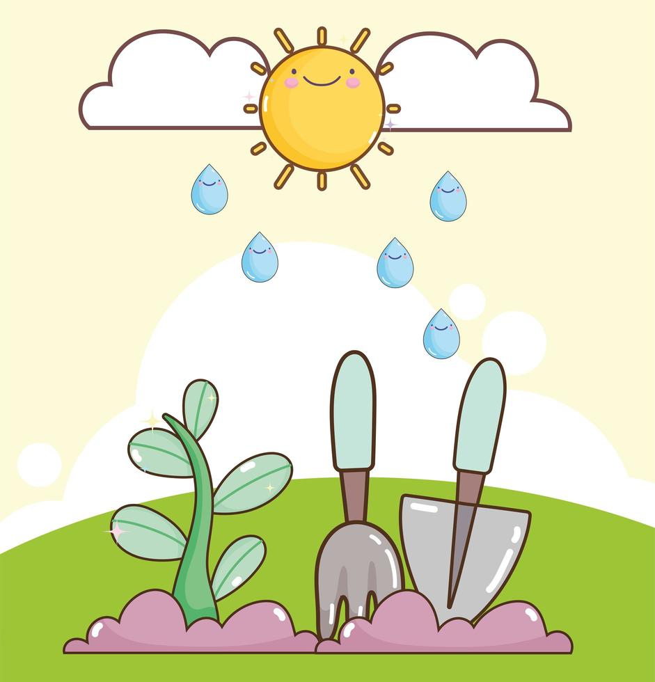 cute garden shovels vector