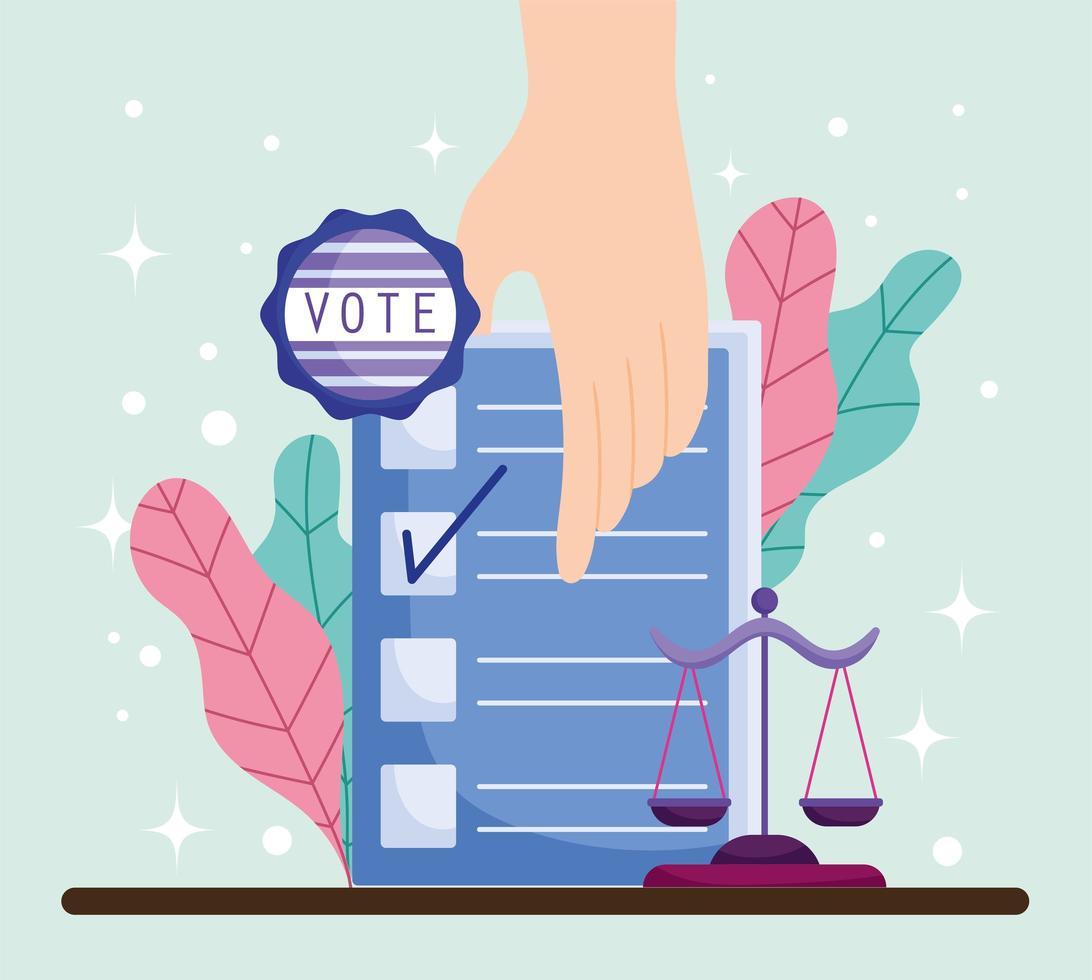 hand with vote ballot vector