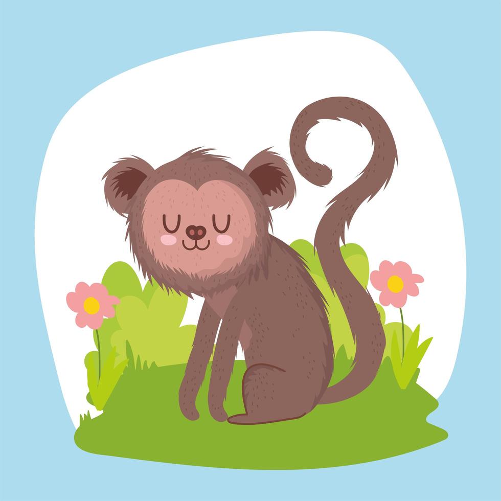 little monkey in the grass vector