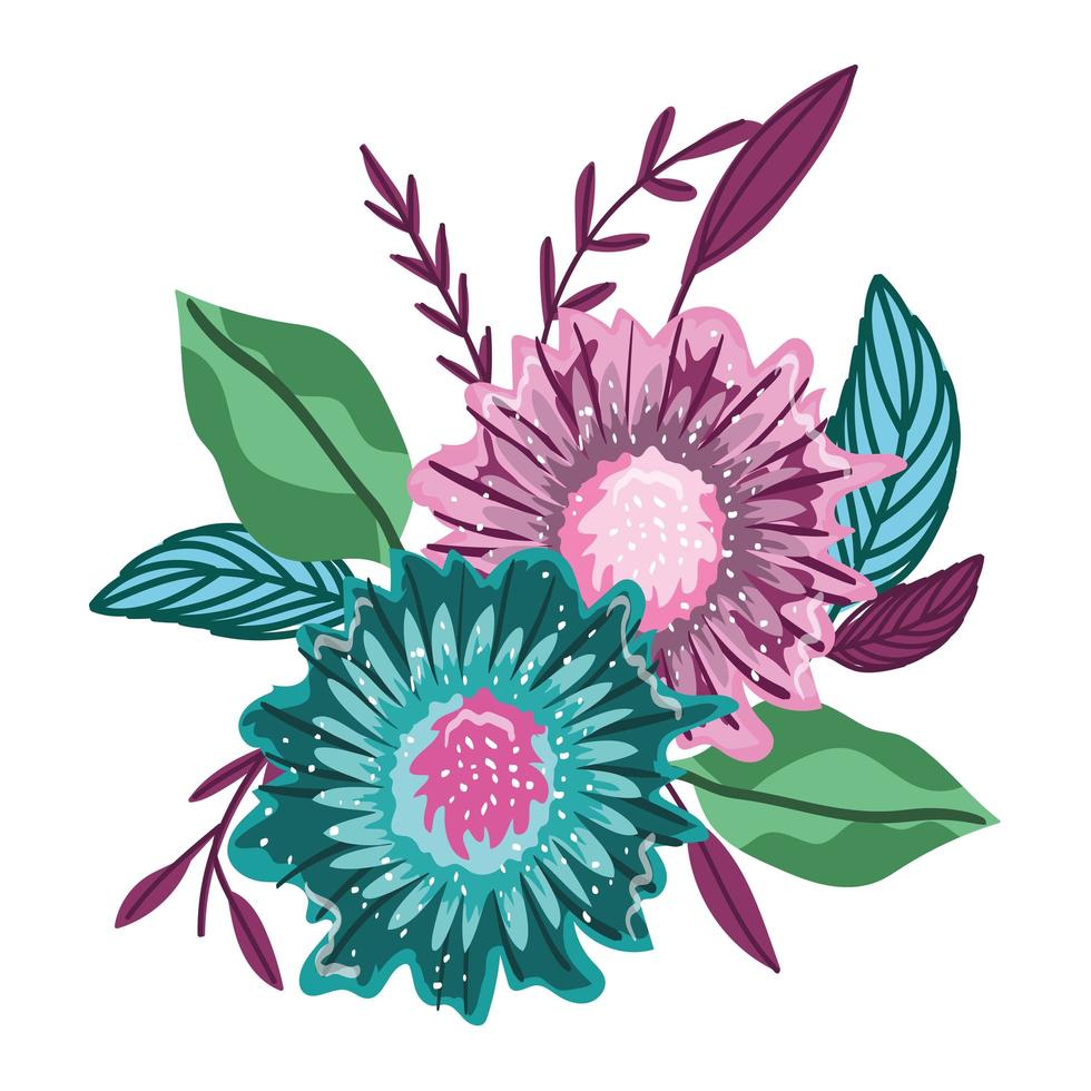 flowers nature leaves foliage isolated design vector
