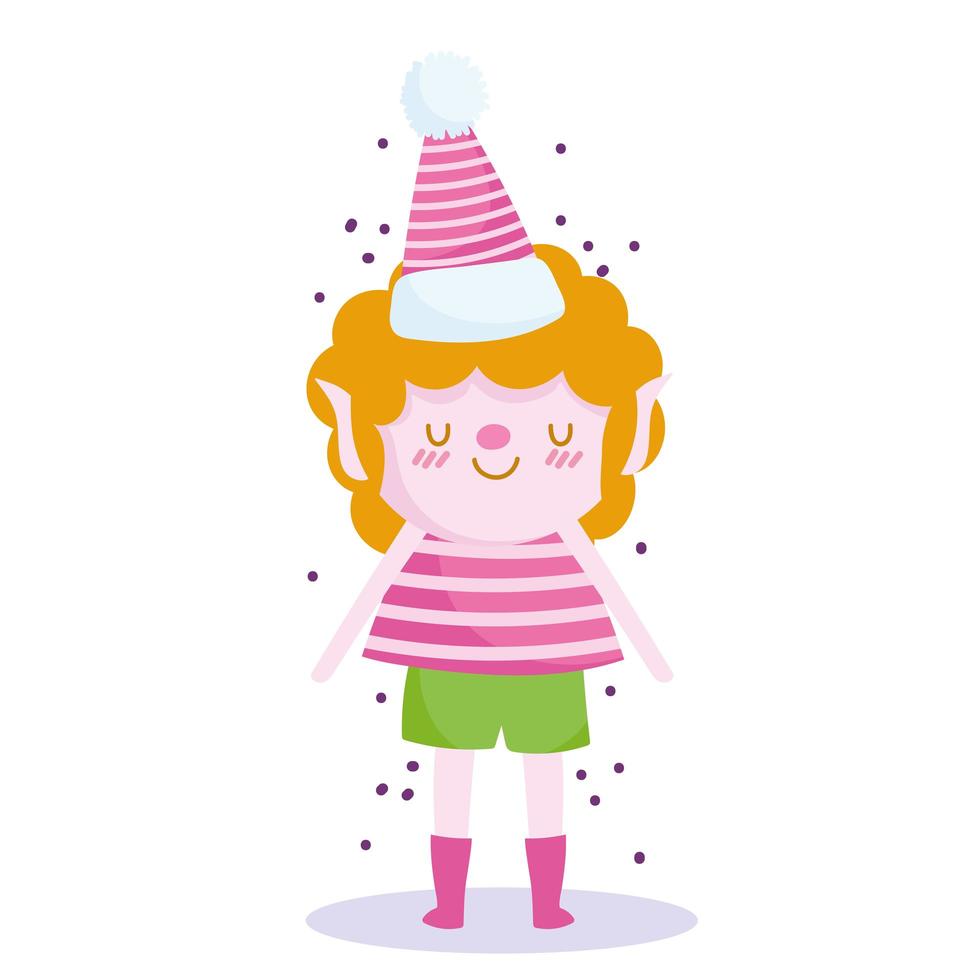 merry christmas, cute helper character cartoon vector