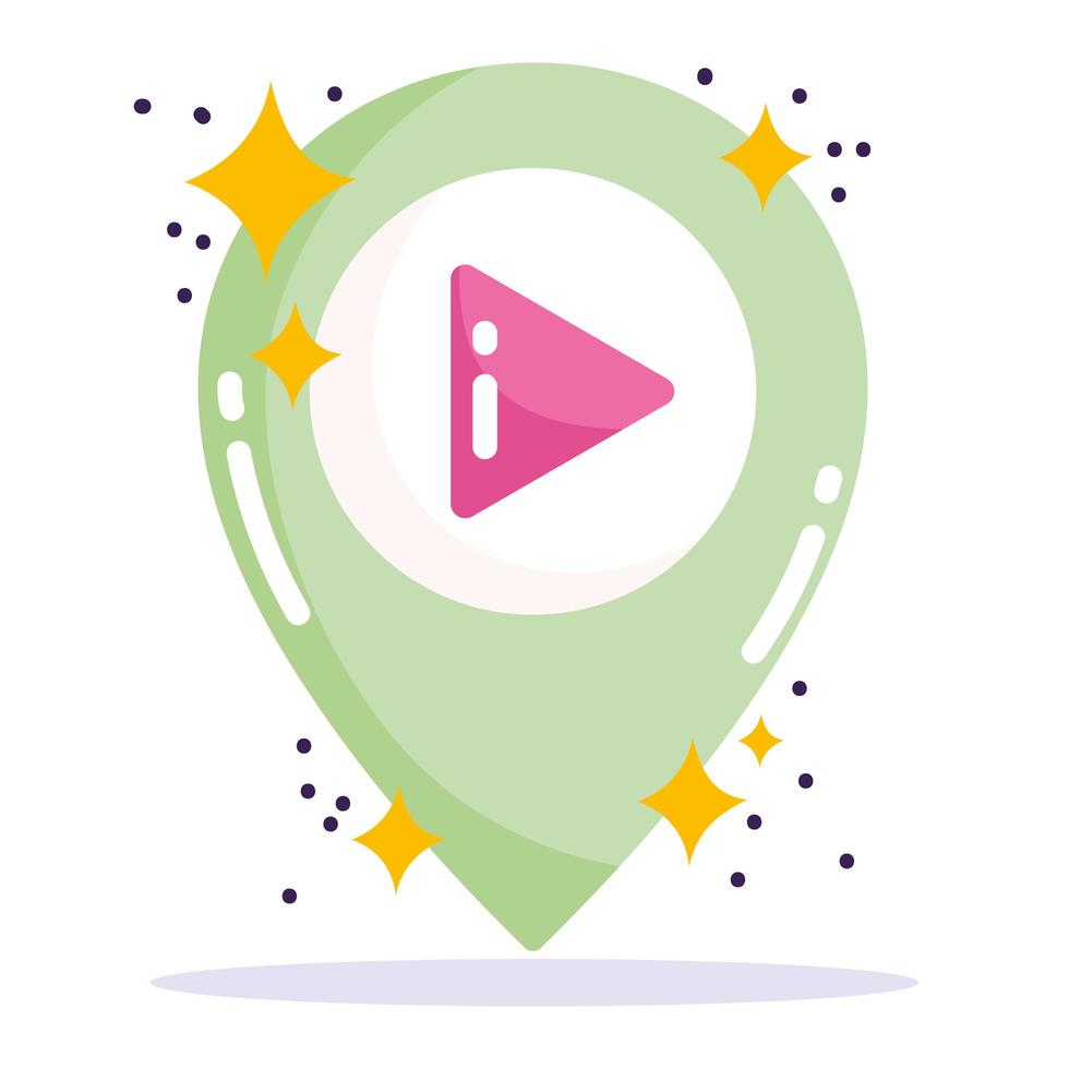 social media, gps navigation location pointer in cartoon style vector