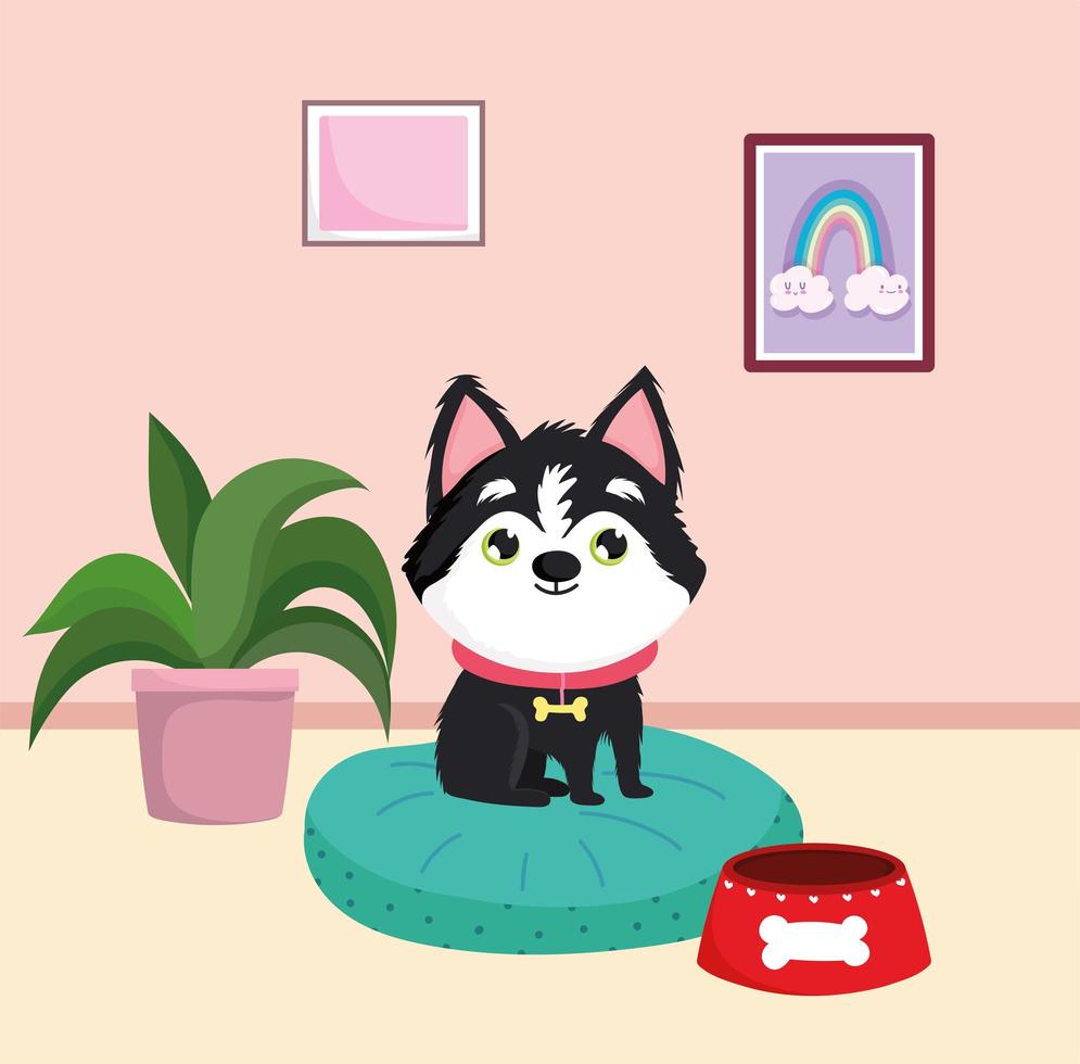 cute dog at home vector