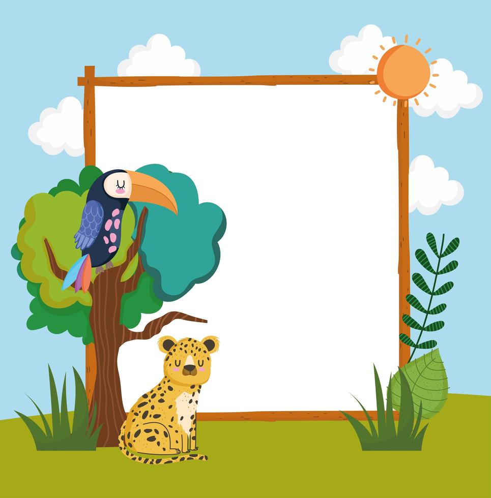 tiger and toucan blank board vector