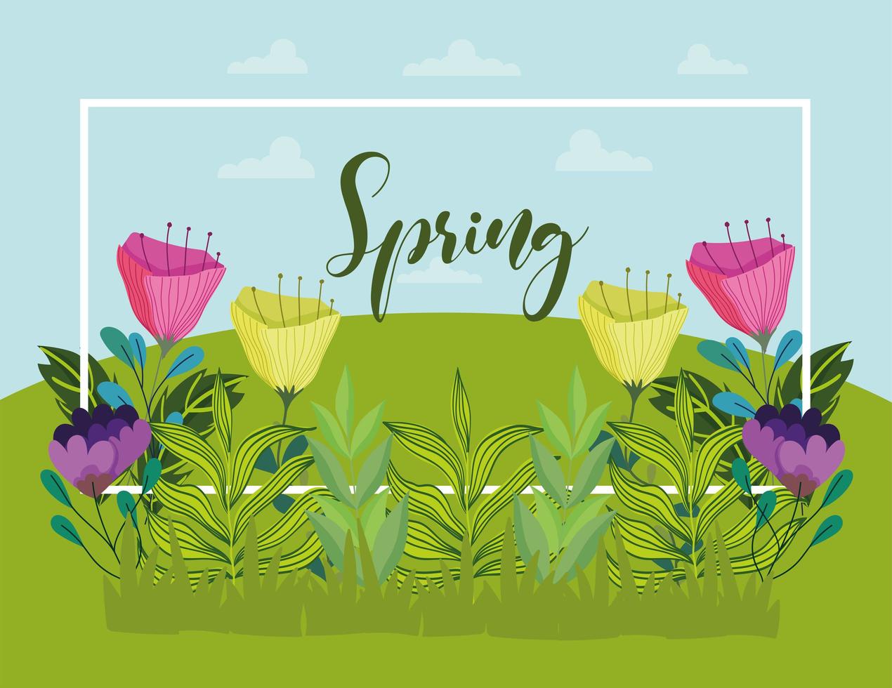 spring phrase flowers vector