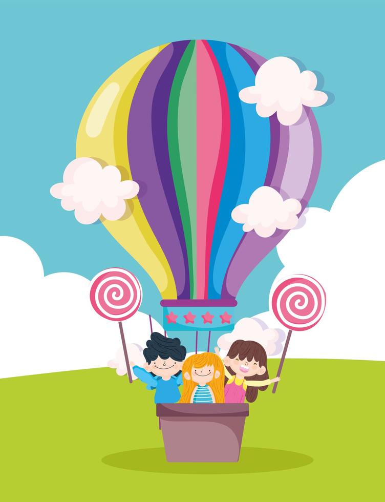 kids playing air balloon vector